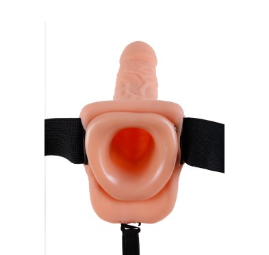 Proteza-HOLLOW STRAP-ON W BALLS 7"""" FLESH